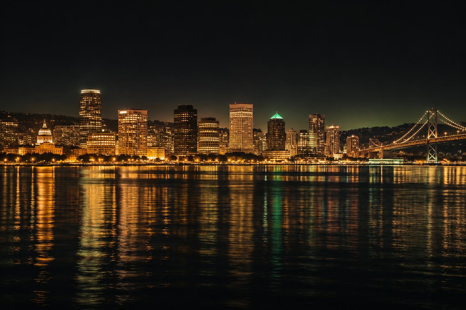 Oakland skyline at night